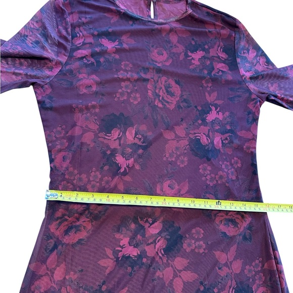 Cupshe Jo Jo Red Rose Mesh Maxi Dress Long Sleeve Bodycon L NWT Semi Sheer Sexy - Picture 11 of 16